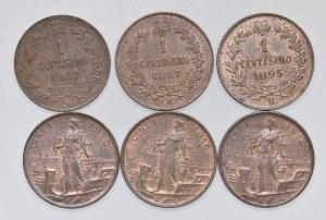 Lot of six 1-cent pieces in very high conservation...