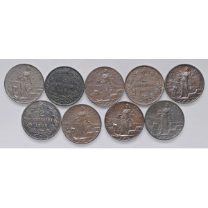 Vittorio Emanuele III (1900-1946) Lotto di nove pezzi da 2 c...