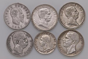 Lot of coins of the Kingdom of Italy: 10 Lire 1927**, 5 Lire 1...