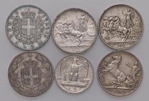 Lot of coins of the Kingdom of Italy: 10 Lire 1927**, 5 Lire 1...