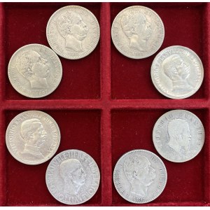 Lot de sept pièces de 2 lires et une de 10 lires, toutes en AG com...
