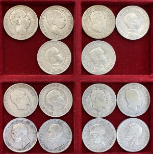 Lot of eight one-lira and four five-lira pieces, all i...