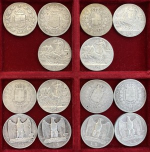 Lot of eight one-lira and four five-lira pieces, all i...