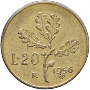 REPUBBLICA ITALIANA (1946-) 20 Lire 1956 Prova P in cerchio ...