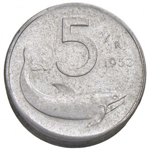 REPUBBLICA ITALIANA (1946-) 5 Lire 1953 - FR Défauts de fabrication...