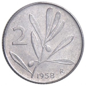 ITALIAN REPUBLIC (1946-) 2 Lire 1958 - EN RR Sealed co...