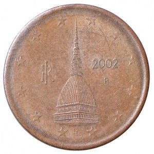 REPUBBLICA ITALIANA (1946-) Cent 2002 coniato sul tondello d...