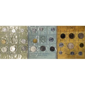 REPUBLIQUE ITALIENNE Lot de trois séries de pièces : 1968, 1969, 19...