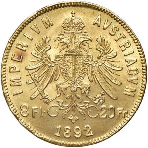 AUSTRIA Franz Joseph I (1848-1916) 8 Florins 1892 Rest...