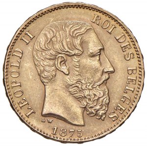 BELGIUM Leopold II (1865-1909) 20 Francs 1875 - KM 37 AU (g...