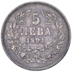 BUŁGARIA Ferdynand I (1887-1918) 5 Lewa 1894 - KM 18 AG (g ...