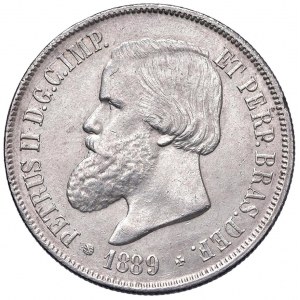 BRASILE Pietro II (1831-1889) 2.000 Reis 1889 - KM 485 AG (g...