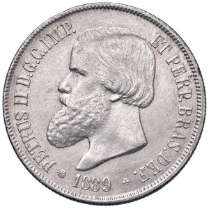 BRAZIL Peter II (1831-1889) 2,000 Reis 1889 - KM 485 AG (g...
