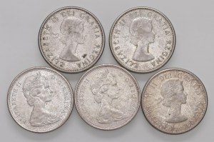 CANADA Elizabeth II (1952-2022) Lot of 5 coins of 50 cen...