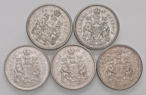 CANADA Elizabeth II (1952-2022) Lot of 5 coins of 50 cen...