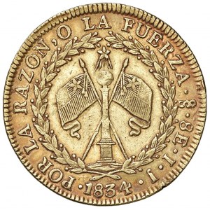 CILE 8 Escudos 1834 IJ - KM 84; Fr. 33 AU (g 26,81) Dalla no...