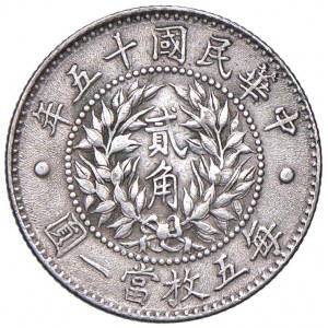 ČÍNA 20 centů 1926 - KM 35 AG (g 5,42) R Border colpetto...