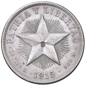 CUBA Weight 1915 - KM 15 AG (g 26.66) Stain and tap on D/...