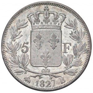 FRANCIA Carlo X (1824-1830) 5 Franchi 1827 B - KM 728; Gad. ...