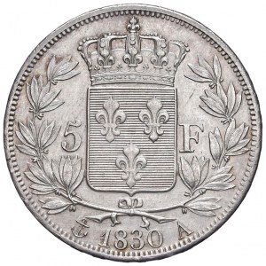 FRANCE Charles X (1824-1830) 5 Francs 1830 A Border in Relief...
