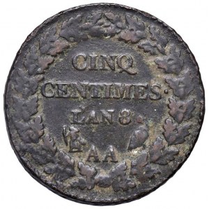 FRANCIA 5 Centimes l'an 8 AA Metz - KM 640 CU (g 10,51) Buon...