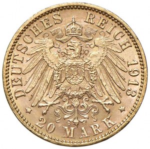 GERMANY Hamburg - 20 Marks 1913 J - KM 618 AU (g 7.99)...
