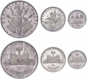 HAITI - Triptych 25, 10 a 5 gourdes 1967 - KM 64.1, 65.1,...