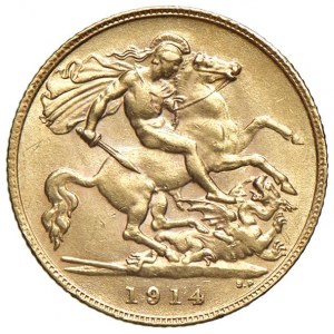 INGHILTERRA Giorgio V (1910-1936) Mezza sterlina 1914 - AU (...
