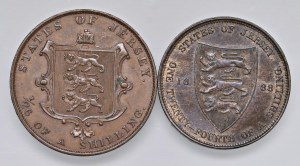 JERSEY Victory (1837-1901) 1/26 Shilling 1851 and 1/24 Shilli...