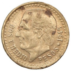MESSICO 2,50 Pesos 1945 - AU (g 2,01) Graffi...