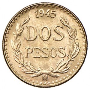 MEXICO 2 Pesos 1945 - AU (g 1.70)...