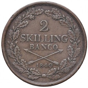 ŠVÉDSKO Karl XIV (1818-1844) 2 Skilling Bank 1840 - KM 643 C...