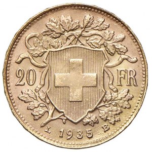 SUISSE 20 Francs 1935 - AU (g 6.45) Rayures sur D/...