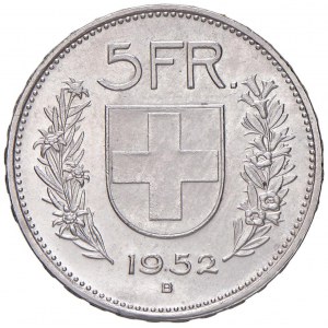 SVIZZERA 5 Franchi 1952 - KM 40 AG (g 14,99)...
