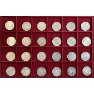 SUISSE Lot de 24 pièces de 5 francs comme illustré. A épuiser.
