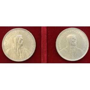 SUISSE 5 Francs 1966 et 1967 - Lot de deux moente selon...
