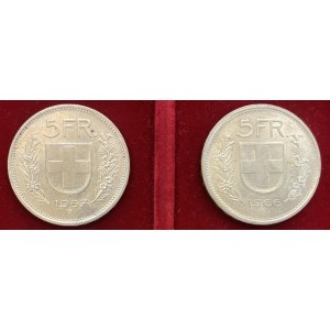 SUISSE 5 Francs 1966 et 1967 - Lot de deux moente selon...