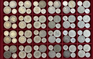 SWITZERLAND Lot of 48 2-franc and 48 half-franc pieces...