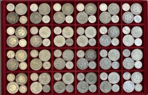 SWITZERLAND Lot of 48 2-franc and 48 half-franc pieces...