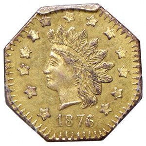Americký dolar 1876/5 California Gold - Yeo. 2009 AU V desce PC...
