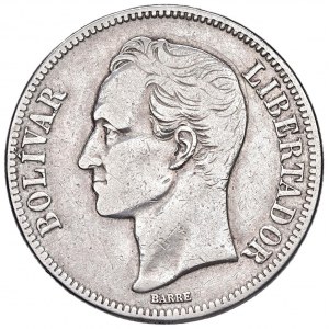 VENEZUELA 5 Bolivares 1929 - KM Y24.2 AG (g 24,72)...
