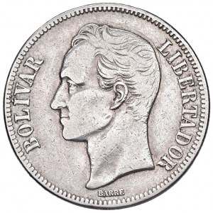 VENEZUELA 5 Bolivares 1929 - KM Y24.2 AG (g 24.72)...