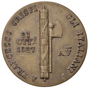 MEDAGLIE FASCISTE Medaglia 1927 A. V Francesco Crispi, Presi...