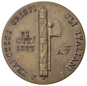 FASCIST MEDALS Medal 1927 A. V Francesco Crispi, Presi...