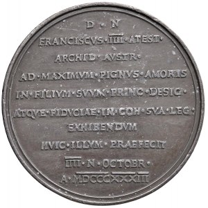 František IV (1779-1846) Medaile 1833 Rakouskému arcivévodovi...