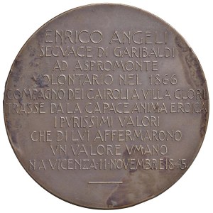 Enrico Angeli (1845-post 1866) Medaglia 1866 Al garibaldino ...