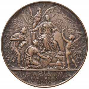 CHILI Médaille de la plus haute forme 1884 Pour la paix avec le Pérou et ...