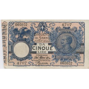 BILLETS D'ÉTAT 5 Lire 29/07/1918 4707 060802 - Gig. 12E...