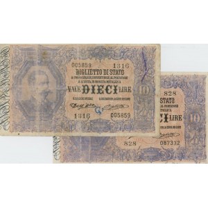 BIGLIETTI DI STATO 10 Lire - Lotto di due biglietti, entramb...