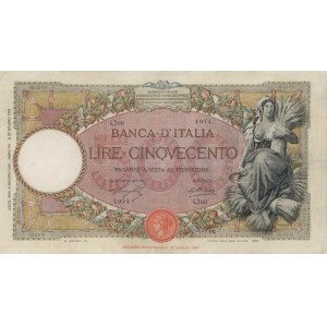 BANCA D'ITALIA 500 Lire 06/06/1929 Reaper Beam - Gig. ...